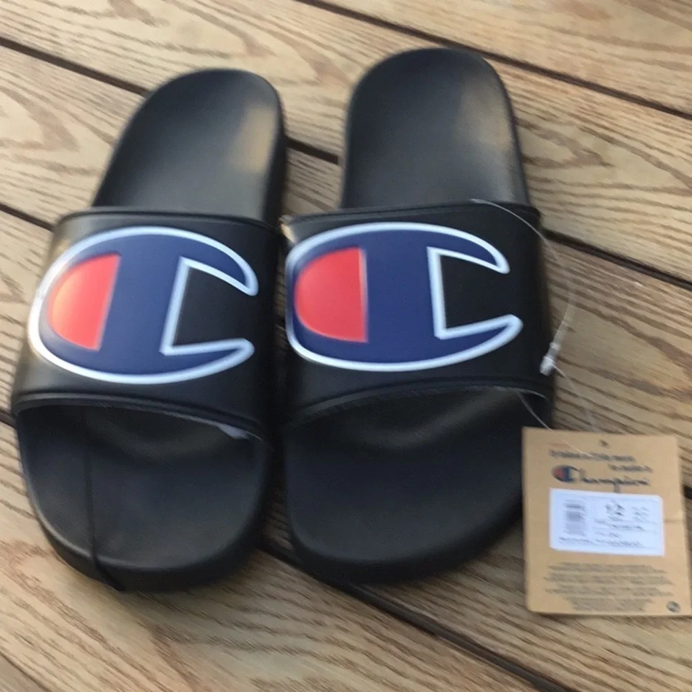 Champion Black and Blue Slide Sandals